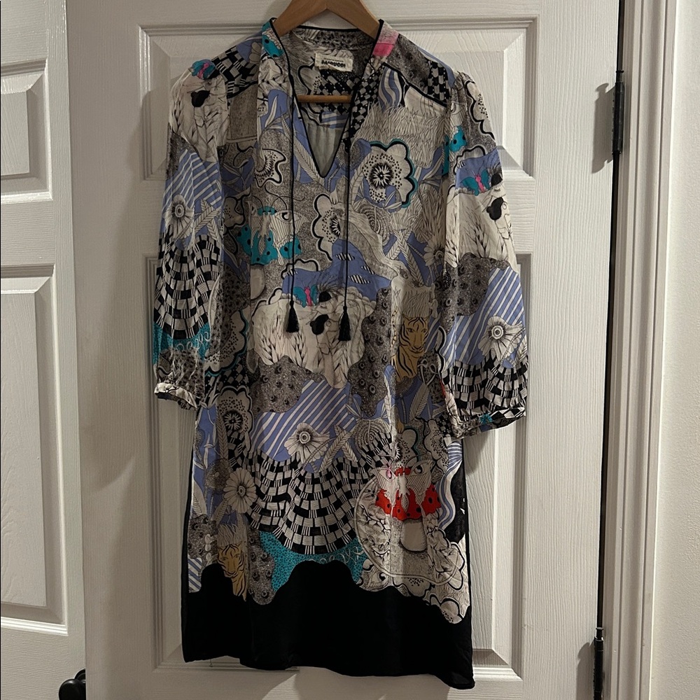 Anthropologie 100% Silk Balducci Multicolor Patterned Dress
